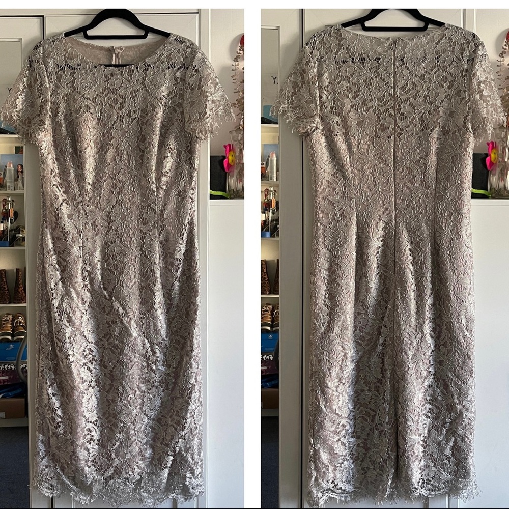 Js Collections Metallic Lace Short Sleeve Sheath … - image 3